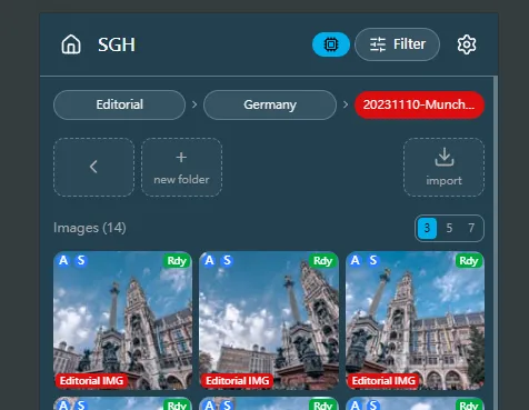 Smart Gallery Hub mobile web interface — importing photos to a home server from a phone
